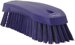 Vikan - 1.3" Bristle Length, Polyester Utility Scrub Brush - 7" Long x 3" Wide Head, 8" OAL, Purple, Polypropylene Block - Americas Tooling