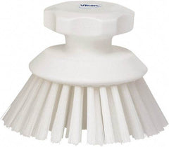 Vikan - 1-1/2" Bristle Length, Polyester Food Service Brush - 3-3/4" Long x 5" Wide Head, 5" OAL, White, Polypropylene Block - Americas Tooling