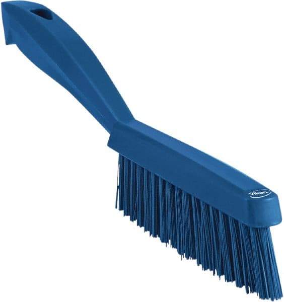 Vikan - 1.3" Bristle Length, Polyester Scrub Brush - 5-7/8" Long x 0.8" Wide Head, 11.2" OAL, Blue, Polypropylene Block - Americas Tooling