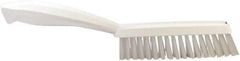 Vikan - 1.3" Bristle Length, Polyester Scrub Brush - 5-7/8" Long x 0.8" Wide Head, 11.2" OAL, White, Polypropylene Block - Americas Tooling