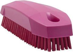 Vikan - 0.7" Bristle Length, Polyester Scrub Brush - 1-1/2" Wide Head, 4-1/2" OAL, Pink, Polypropylene Block - Americas Tooling