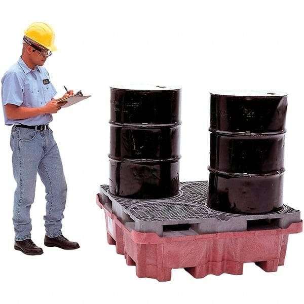 UltraTech - 85 Gal Sump, 6,500 Lb Capacity, 4 Drum, Polyethylene Ultra-Spill King w/Drum Pallet, No Drain - 51" Long x 51" Wide x 17-1/2" High, 2x2 Drum Configuration - Americas Tooling