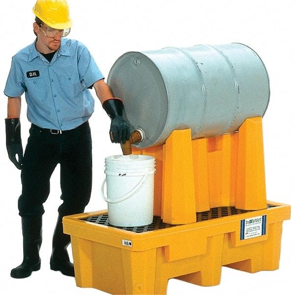 UltraTech - 66 Gal Sump, 750 Lb Capacity, 1 Drum, Polyethylene P1 Drum Rack Containment System - 52" Long x 29" Wide x 49-1/2" High, Two-Tier Drum Configuration - Americas Tooling