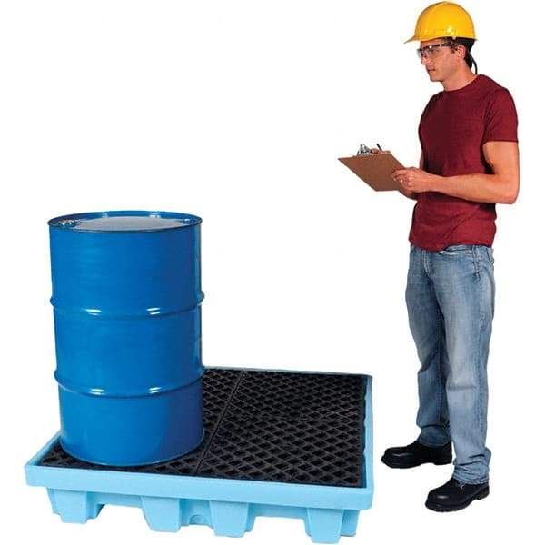 UltraTech - 66 Gal Sump, 6,000 Lb Capacity, 4 Drum, Polyethylene, Fluorinated P4 Fluorinated & Nestable Spill Pallet, No Drain - 51" Long x 51" Wide x 10" High - Americas Tooling