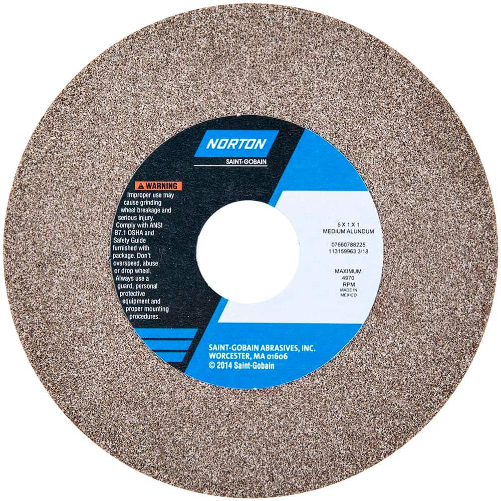 Norton - Bench & Pedestal Grinding Wheels Wheel Diameter (Inch): 5 Hole Size (Inch): 1 - Americas Tooling