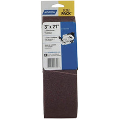 Norton - 3" Wide x 21" OAL, 220 Grit, Aluminum Oxide Abrasive Belt - Americas Tooling