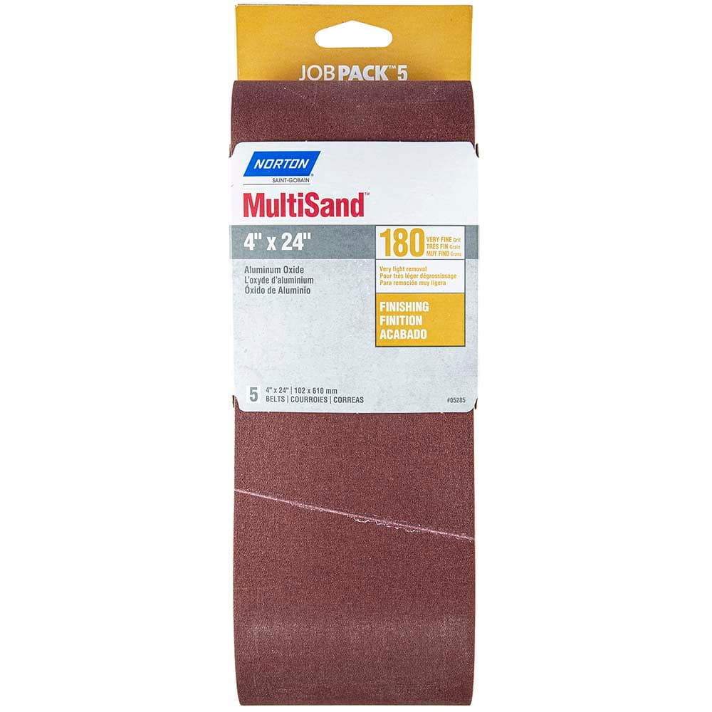 Norton - 4" Wide x 24" OAL, 180 Grit, Aluminum Oxide Abrasive Belt - Americas Tooling