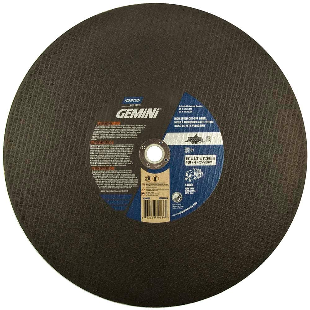 Norton - 16 x 1/8, 1" Hole 24 Grit Aluminum Oxide Cutoff Wheel - Americas Tooling