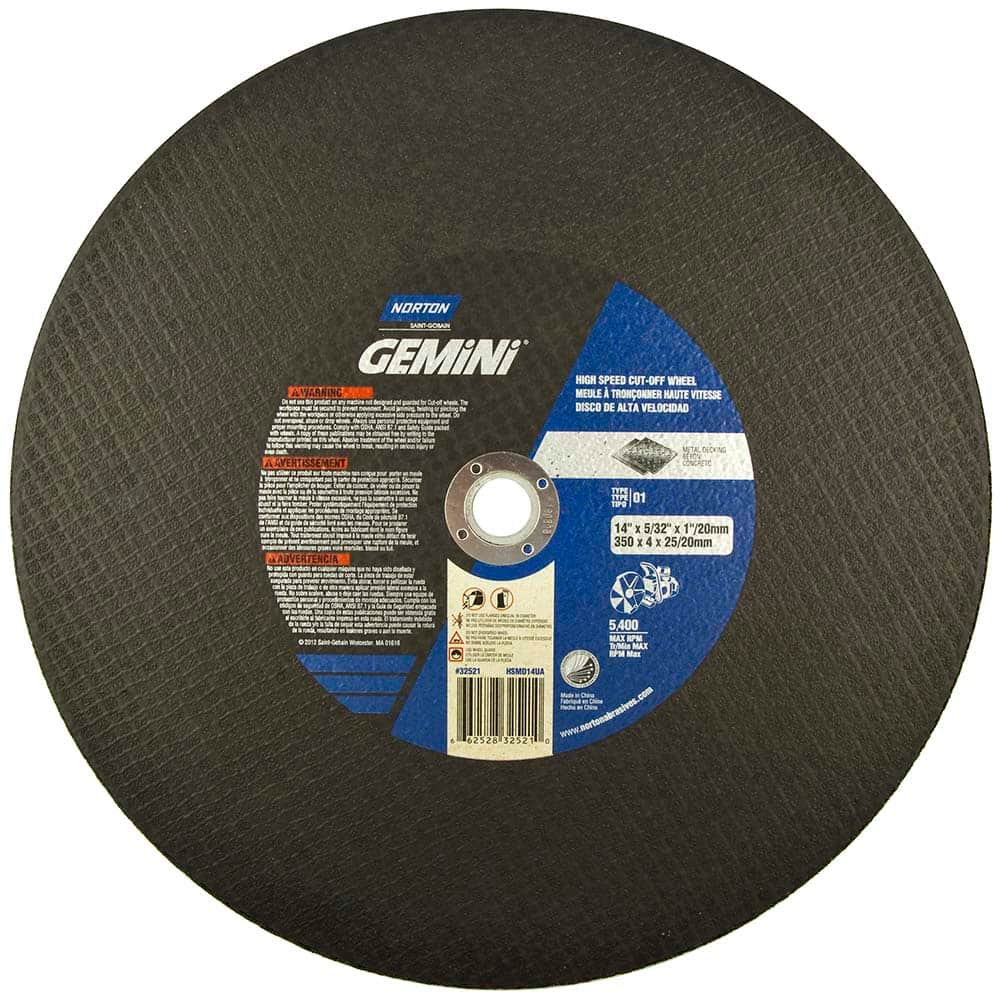 Norton - 14 x 5/32, 1" Hole 24 Grit Aluminum Oxide Cutoff Wheel - Americas Tooling