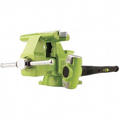 Wilton - 6-1/2" Jaw Width x 5-1/2" Jaw Opening Capacity, 3-13/16" Throat Depth, Bench & Pipe Combination Vise - 1/8 to 2-1/2" Pipe Capacity, Swivel Base, Bolt Down Attachment, Iron - Americas Tooling