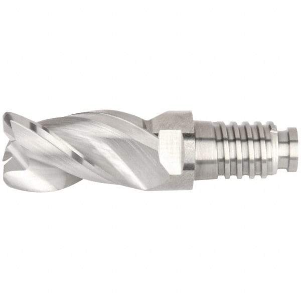 Kennametal - 20" Diam, 30mm LOC, 3 Flute 5mm Corner Radius End Mill Head - Solid Carbide, Uncoated, Duo-Lock 20 Connection, Spiral Flute, 38° Helix, Centercutting - Americas Tooling