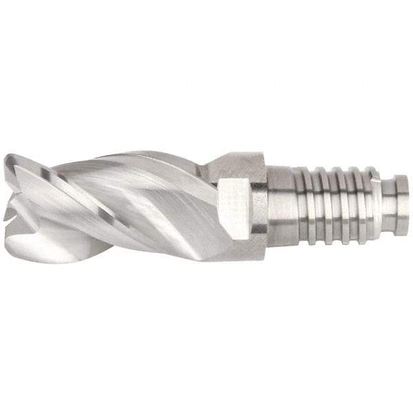 Kennametal - 16" Diam, 24mm LOC, 3 Flute 4mm Corner Radius End Mill Head - Solid Carbide, Uncoated, Duo-Lock 16 Connection, Spiral Flute, 38° Helix, Centercutting - Americas Tooling