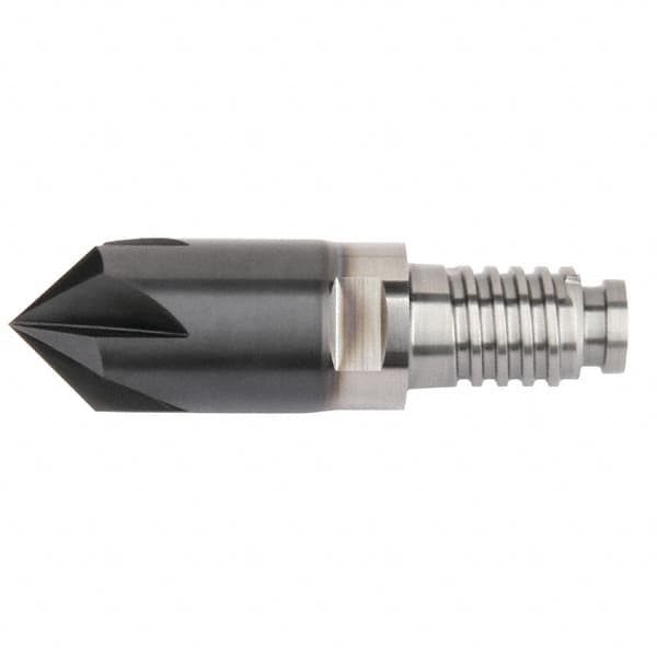 Kennametal - 10mm Diam, 2mm LOC, 4mm Chamfer Width, 4 Flute 60° Corner Chamfer - Solid Carbide, AlTiN Finish, Duo-Lock 10 Connection, Spiral Flute, 0° Helix - Americas Tooling