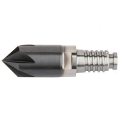 Kennametal - 12mm Diam, 3mm LOC, 5mm Chamfer Width, 5 Flute 60° Corner Chamfer - Solid Carbide, AlTiN Finish, Duo-Lock 12 Connection, Spiral Flute, 0° Helix - Americas Tooling