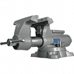 Wilton - 8-1/2" Jaw Width, 8-1/2" Opening Capacity, 4-1/2" Throat Depth, Iron Swivel Bench Vise - Double Lockdown Base Attachment, Anvil, 23-39/64" Long x 12-39/64" Wide x 10-19/64" High - Americas Tooling