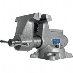 Wilton - 6-1/2" Jaw Width, 6-1/2" Opening Capacity, 4-3/8" Throat Depth, Iron Swivel Bench Vise - Double Lockdown Base Attachment, Anvil, 19-19/64" Long x 11" Wide x 9-13/32" High - Americas Tooling