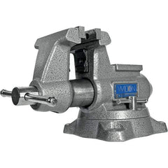 Wilton - 4-1/2" Jaw Width, 4" Opening Capacity, 3-1/2" Throat Depth, Iron Swivel Bench Vise - Double Lockdown Base Attachment, Anvil, 15-13/32" Long x 9-13/32" Wide x 8" High - Americas Tooling