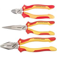 Wiha - Plier Sets Set Type: Cutting Pliers; Insulated Pliers; Wire Stripper Number of Pieces: 3 - Americas Tooling