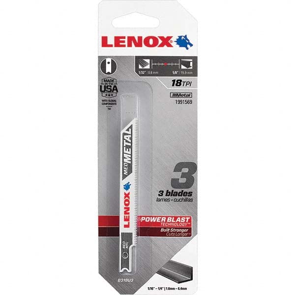 Lenox - Jig Saw Blades Blade Material: Bi-Metal Blade Length (Inch): 3-5/8 - Americas Tooling