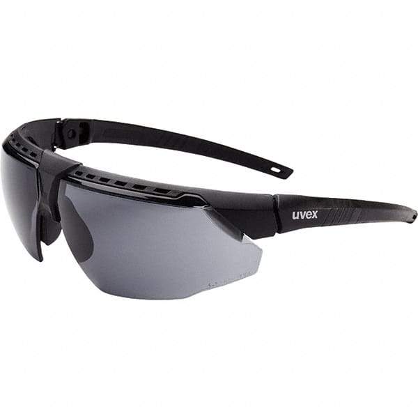 Uvex - Gray Lenses, Framed Safety Glasses - Anti-Fog, Black Frame, Adjustable Temples, Size Universal, Wrap Around - Americas Tooling