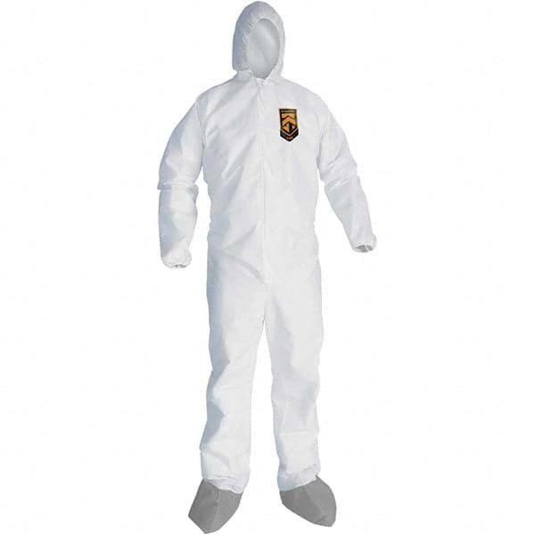 KleenGuard - Size 3XL Microporous Film Laminate General Purpose Coveralls - White, Zipper Closure, Elastic Cuffs, with Boots, Serged Seams - Americas Tooling