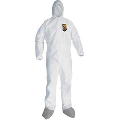 KleenGuard - Size XL Microporous Film Laminate General Purpose Coveralls - White, Zipper Closure, Elastic Cuffs, with Boots, Serged Seams - Americas Tooling