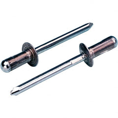 STANLEY Engineered Fastening - Size 6 Dome Head Aluminum Open End Blind Rivet - Steel Mandrel, 0.063" to 0.248" Grip, 3/16" Head Diam, 0.1929" to 0.198" Hole Diam, 2.832" Body Diam - Americas Tooling