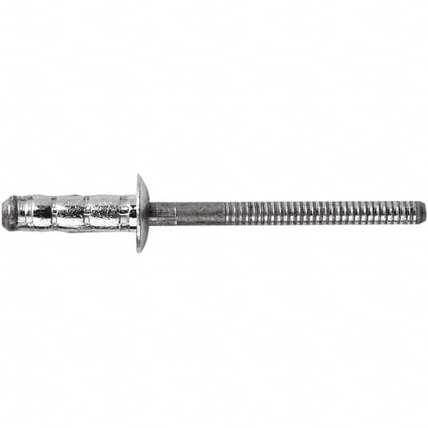 STANLEY Engineered Fastening - Size 6 Dome Head Steel Multi Grip Blind Rivet - Steel Mandrel, 1/4" to 1/2" Grip, 3/16" Head Diam, 0.1921" to 0.1961" Hole Diam, 3" Body Diam - Americas Tooling