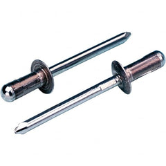 STANLEY Engineered Fastening - Size 6 Large Flange Head Aluminum Open End Blind Rivet - Steel Mandrel, 0.063" to 0.252" Grip, 3/16" Head Diam, 0.1929" to 0.1988" Hole Diam, 2.83" Body Diam - Americas Tooling