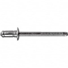 STANLEY Engineered Fastening - Size 6 Dome Head Steel Open End Blind Rivet - Steel Mandrel, 0.0591" to 0.1378" Grip, 3/16" Head Diam, 0.1929" to 0.2008" Hole Diam, 3.2" Body Diam - Americas Tooling