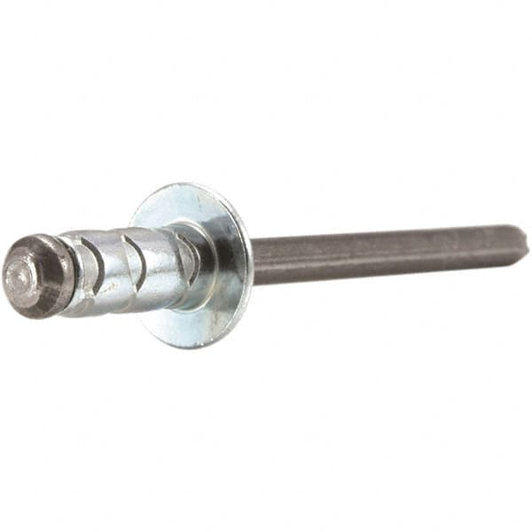 STANLEY Engineered Fastening - Size 6 Large Flange Head Aluminum Multi Grip Blind Rivet - Steel Mandrel, 0.437" to 3/4" Grip, 3/16" Head Diam, 0.192" to 0.205" Hole Diam, 0.116" Body Diam - Americas Tooling