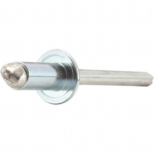 STANLEY Engineered Fastening - Size 5 Dome Head Steel Open End Blind Rivet - Steel Mandrel, 0.251" to 3/8" Grip, 5/32" Head Diam, 0.16" to 0.164" Hole Diam, 0.097" Body Diam - Americas Tooling