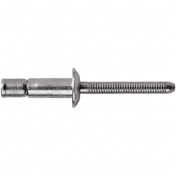 STANLEY Engineered Fastening - Size 8 Dome Head Steel Structural with Locking Stem Blind Rivet - Steel Mandrel, 0.08" to 3/8" Grip, 1/4" Head Diam, 0.261" to 0.276" Hole Diam, 0.162" Body Diam - Americas Tooling