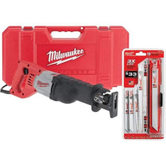 Milwaukee Tool - 3,000 Strokes per min, 1-1/8" Stroke Length Electric Reciprocating Saw - 12 Amps - Americas Tooling