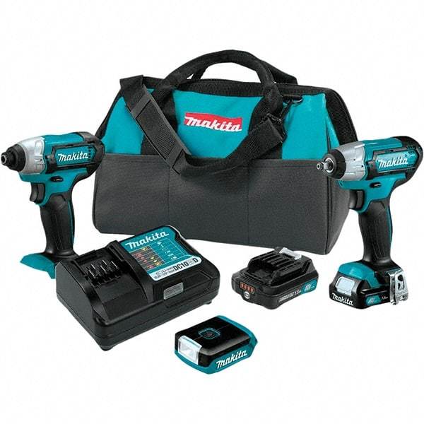Makita - 12 Volt Cordless Tool Combination Kit - Includes Impact Driver, 3/8" Compact Impact Wrench & Flashlight, Lithium-Ion Battery Included - Americas Tooling
