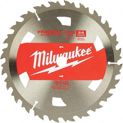 Milwaukee Tool - 7-1/4" Diam, 5/8" Arbor Hole Diam, 24 Tooth Wet & Dry Cut Saw Blade - Tungsten Carbide-Tipped, Framing Action, Standard Round Arbor - Americas Tooling