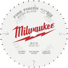 Milwaukee Tool - 8-1/4" Diam, 5/8" Arbor Hole Diam, 40 Tooth Wet & Dry Cut Saw Blade - Tungsten Carbide-Tipped, Fine Finish Action, Standard Round Arbor - Americas Tooling