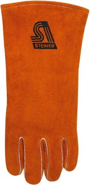 Steiner - Size L Cotton/Foam Lined Cowhide Welding Glove - 14" OAL, Gauntlet Cuff, Wing Thumb, Thumb Strap, For Stick/Arc - Americas Tooling