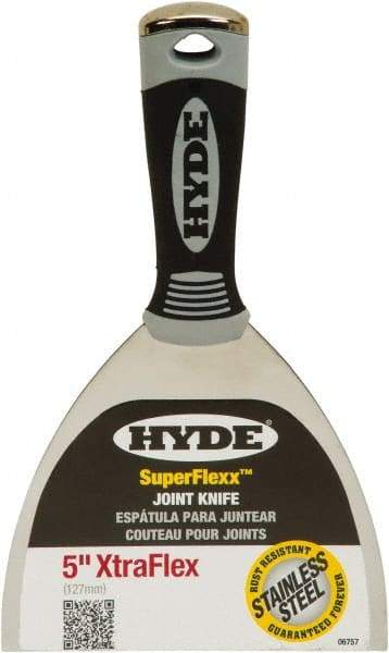 Hyde Tools - 5" Wide Spring Blade Stainless Steel Joint Knife - Flexible, Plastic Handle - Americas Tooling