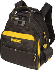 DeWALT - 57 Pocket Black & Yellow Backpack Tool Bag - 15-1/2" Wide x 8" Deep x 19" High - Americas Tooling