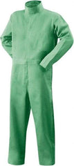 Steiner - Size L, Green, Concealed Snaps, Arc Flash Coverall - 48 to 50" Chest, Cotton, 7 Pockets, Mandarin Collar, Concealed Snap Closures - Americas Tooling