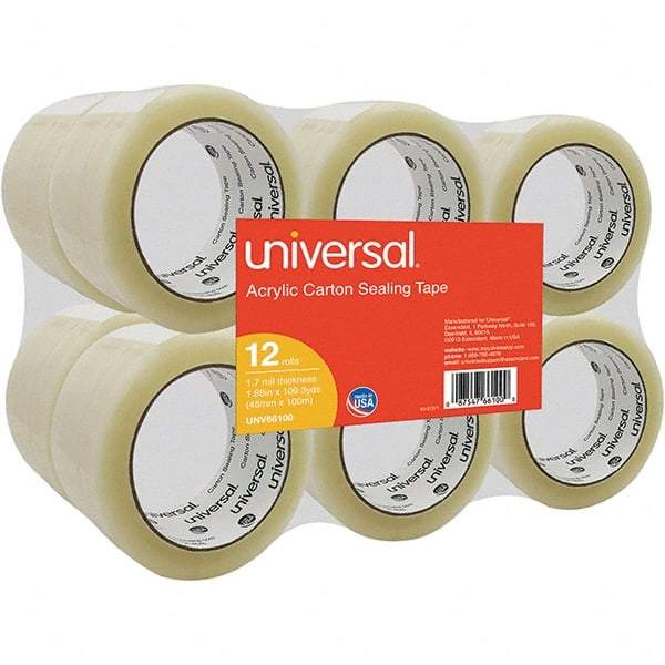 UNIVERSAL - 48mm Wide x 1.7mm Thick x 100m Long, 66100 Box Sealing & Label Protection Tape - Clear - Americas Tooling