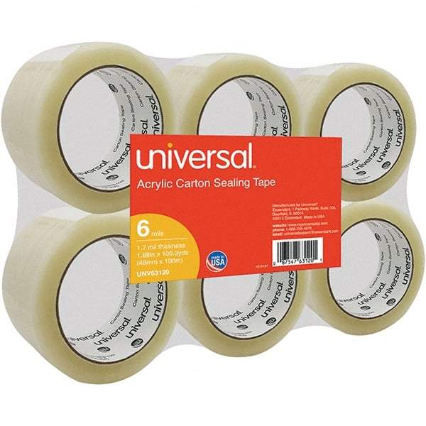 UNIVERSAL - 48mm Wide x 1.7mm Thick x 100m Long, 63120 Box Sealing & Label Protection Tape - Clear - Americas Tooling