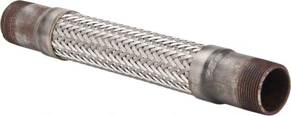 Made in USA - 12" OAL, 1-1/4" ID, 450 Max psi, Flexible Metal Hose Assembly - Americas Tooling