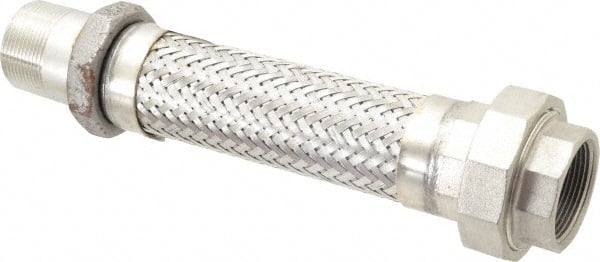 Made in USA - 12" OAL, 1-1/2" ID, 410 Max psi, Flexible Metal Hose Assembly - Americas Tooling