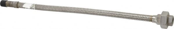 Made in USA - 18" OAL, 3/8" ID, 1,450 Max psi, Flexible Metal Hose Assembly - Americas Tooling