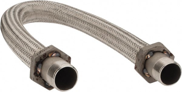 Made in USA - 36" OAL, 1-1/4" ID, 450 Max psi, Flexible Metal Hose Assembly - Americas Tooling