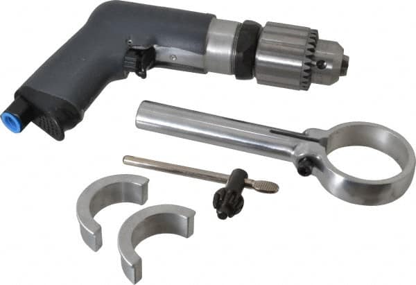 Ingersoll-Rand - 1/2" Reversible Keyed Chuck - Pistol Grip Handle, 900 RPM, 17 CFM, 0.4 hp, 90 psi - Americas Tooling