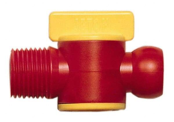 Value Collection - 2 Piece, 3/8" ID Coolant Hose BSPT Valve - Male to Female Connection, POM Body, 3/8 BSPT, Use with Snap Together Hose Systems - Americas Tooling