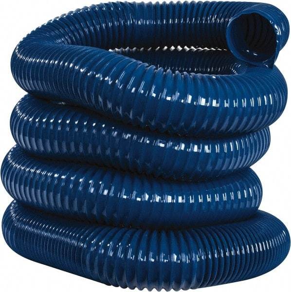 Hi-Tech Duravent - 4" ID, 25' Long, PVC Blower & Duct Hose - Blue, 5-1/2" Bend Radius, 17 In/Hg, 11 Max psi, -20 to 180°F, Abrasion and Chemical Resistant - Americas Tooling